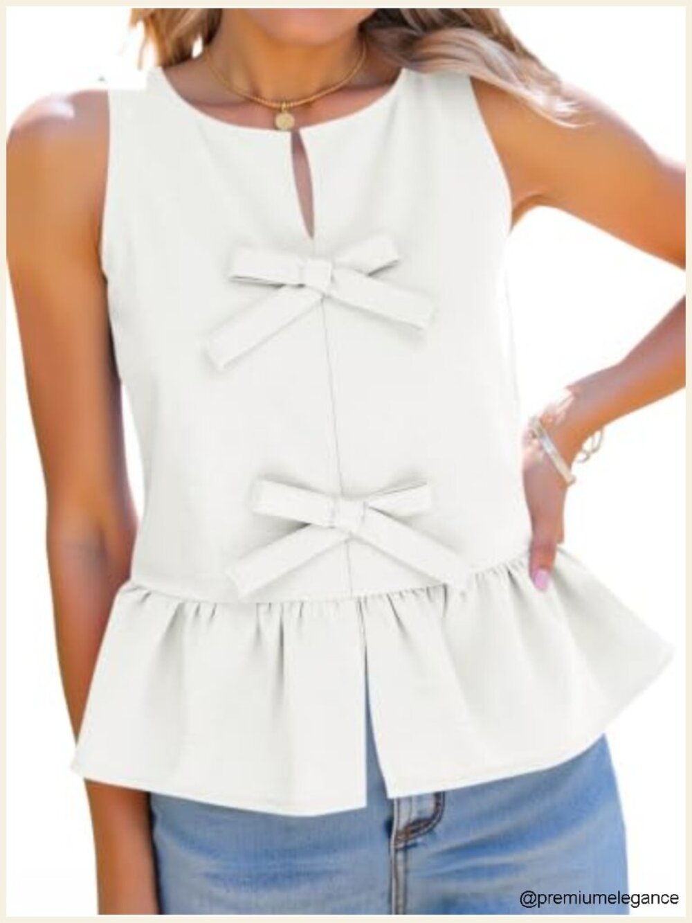 Women's Sleeveless Peplum Tank Top Ruffle Tie Front Blouse Cotton Summer